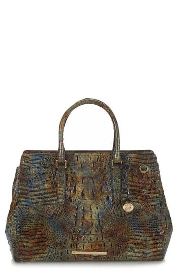 Brahmin Finley Croc Embossed Leather Tote - Burgundy