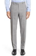 Men's Boss 'leenon' Flat Front Solid Wool Trousers R - Grey
