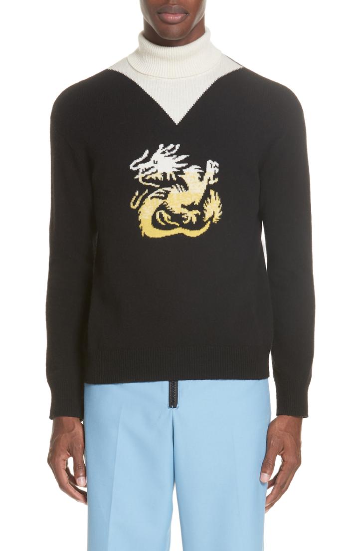 Men's Kenzo Wool Turtleneck Sweater - Black