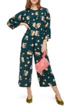 Women's Topshop Floral Print Jumpsuit Us (fits Like 0-2) - Green