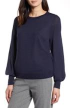 Petite Women's Halogen Puff Sleeve Sweater P - Blue