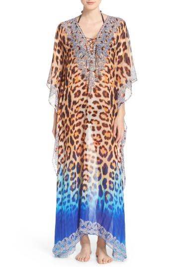 Women's Asa Kaftans Punta Cana Long Kaftan, Size - Blue