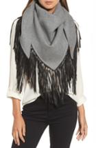 Women's Mackage Fida Leather Fringe Shawl, Size - Grey