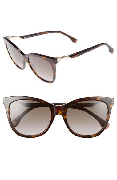 Women's Fendi Cube 55mm Cat Eye Sunglasses - Havana