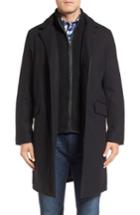 Men's Cole Haan Wool Blend Overcoat With Knit Bib Inset - Black