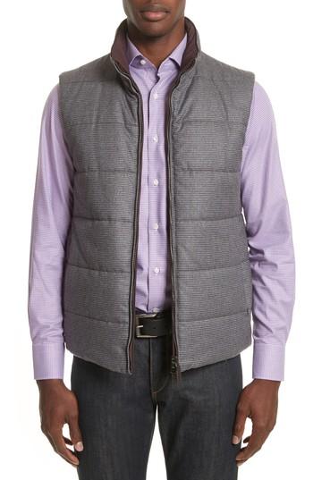 Men's Canali Reversible Quilted Water-repellent Wool Vest