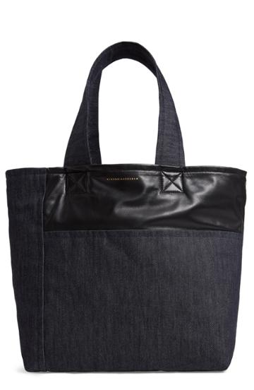 Victoria Beckham Sunday Denim & Leather Tote Bag - Blue