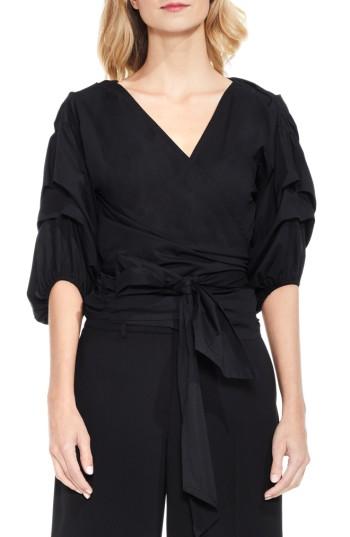Women's Vince Camuto Bubble Sleeve Wrap Blouse - Black