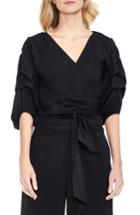 Women's Vince Camuto Bubble Sleeve Wrap Blouse - Black