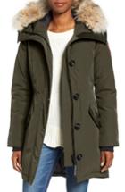 Women's Canada Goose Rossclair Genuine Coyote Fur Trim Down Parka (0) - Green