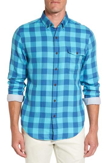 Men's Vineyard Vines Crepe Myrtle Check Tucker Slim Fit Sport Shirt, Size - Blue