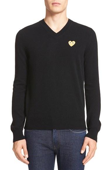 Men's Comme Des Garcons Play Wool Pullover - Black
