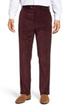 Men's John W. Nordstrom Torino Traditional Fit Flat Front Corduroy Trousers - Burgundy