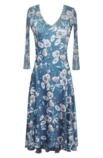 Women's Komarov Charmeuse & Chiffon Midi Dress - Blue/green