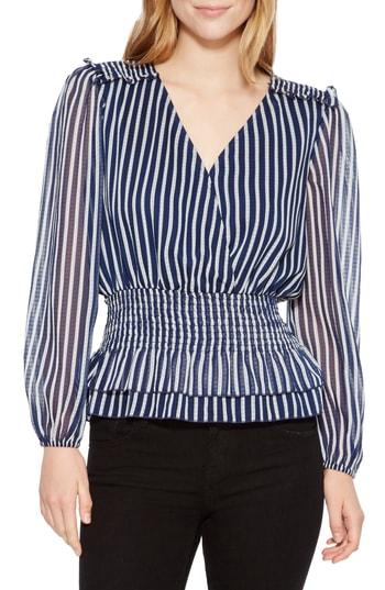 Women's Parker Stripe Peplum Blouse, Size - Blue