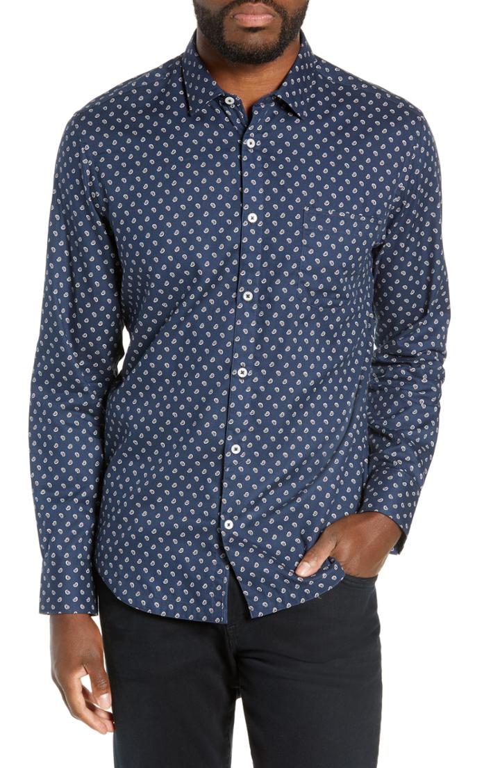 Men's Good Man Brand Slim Fit Paisley Dot Sport Shirt - Blue