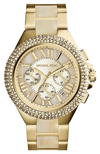 Michael Kors 'camille' Crystal Bezel Chronograph Bracelet Watch,