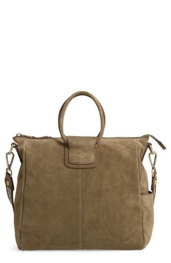 Hobo Sheila Convertible Calfskin Suede Satchel - Green