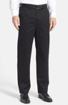 Men's Nordstrom Men's Shop 'classic' Smartcare(tm) Relaxed Fit Flat Front Cotton Pants X 32 - Black (online Only)