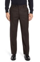 Men's Berle Manufacturing Flat Front Check Wool Trousers - Black