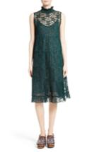 Women's See By Chloe Lace Ruffle Neck Dress Us / 38 Fr - Green
