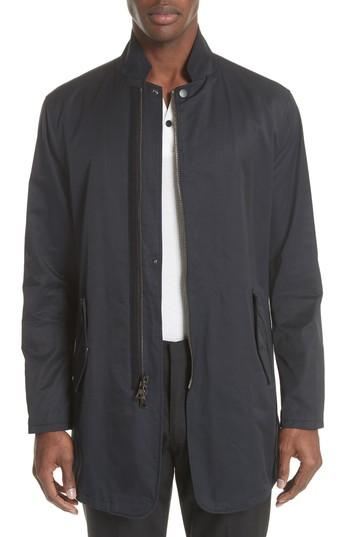 Men's John Varvatos Convertible Collar Mac Jacket Eu - Blue