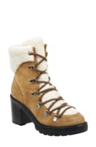 Women's Marc Fisher Ltd Daven Genuine Shearling Lace Up Boot .5 M - Brown