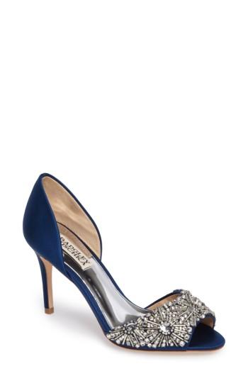 Women's Badgley Mischka Maria Embellished D'orsay Pump M - Blue