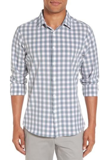 Men's Mizzen+main Covington Blue Shadow & Toffee Check Sport Shirt, Size - Blue
