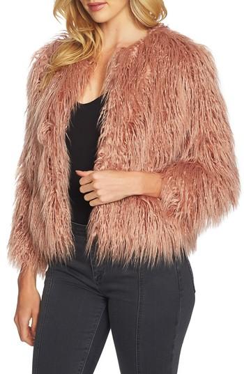 Women's 1.state Crop Faux Fur Jacket - Pink
