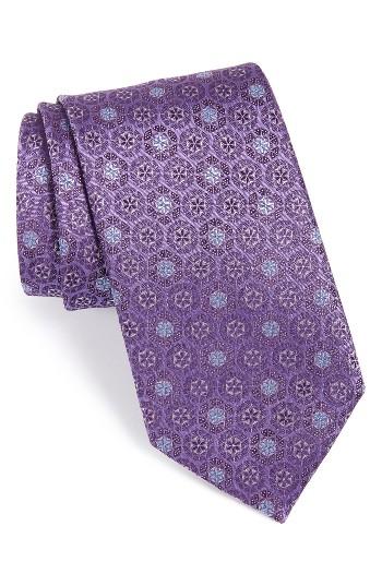 Men's Canali Geometric Silk Tie, Size X-long - Purple