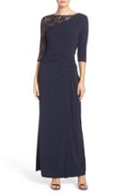 Women's Ellen Tracy Sequin Lace & Jersey Gown - Blue