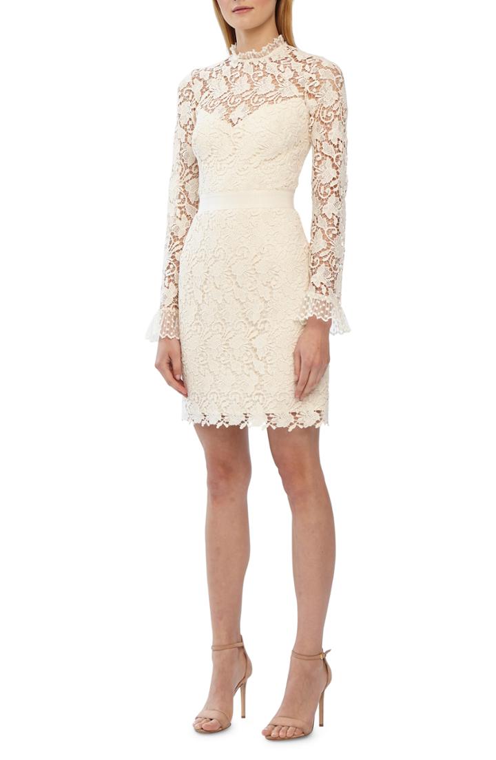 Women's Ml Monique Lhuillier Lace Cocktail Dress - Ivory