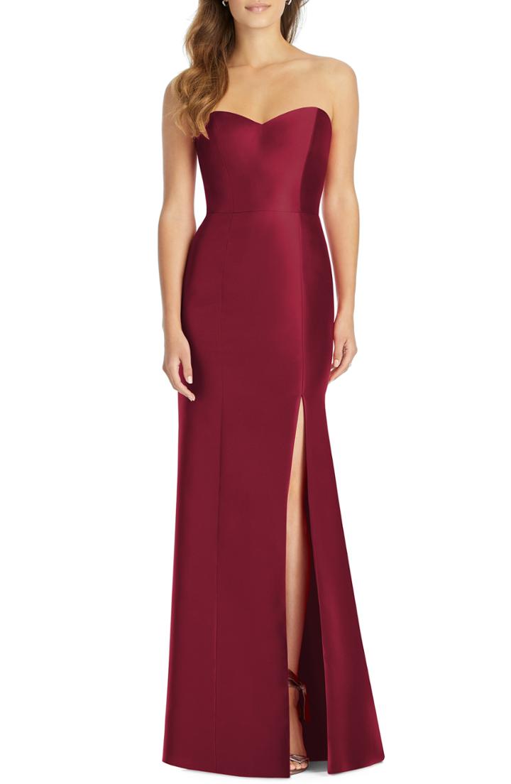 Women's Alfred Sung Sateen Twill Strapless Trumpet Gown - Burgundy