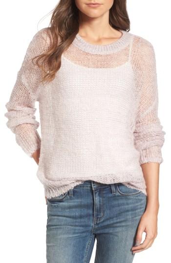 Women's Treasure & Bond X Something Navy Sheer Metallic Sweater - Pink