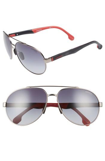 Men's Carrera Eyewear 63mm Polarized Aviator Sunglasses - Blue/ Ruthenium/ Gray