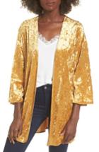 Women's Mimi Chica Crushed Velvet Open Cardigan - Yellow