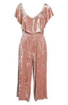 Women's Nsr Crushed Velvet Jumpsuit - Pink