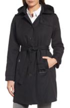 Women's Michael Michael Kors Core Trench Coat With Removable Hood & Liner - Black