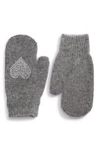 Women's David & Young Sequin Heart Mittens, Size - Grey