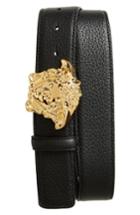 Men's Vesace Medusa Head Leather Belt Eu - Black/gold