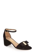 Women's Salvatore Ferragamo Gavina Block Heel Bow Sandal .5 B - Black