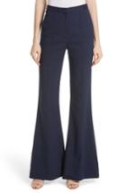 Women's Diane Von Furstenberg Pleat Front Flare Stretch Linen Blend Pants - Blue