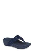 Women's Vionic Naples Embellished V-strap Wedge Flip Flop W - Blue