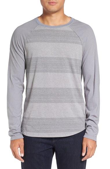 Men's Michael Stars Variegated Stripe Long Sleeve T-shirt - Grey