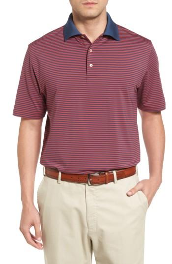 Men's Peter Millar Bedlington Stripe Jersey Polo, Size - Red