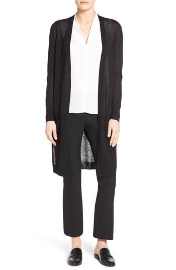 Petite Women's Halogen Long Linen Blend Cardigan, Size P - Black