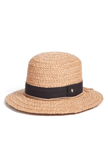 Women's Helen Kaminski Wide Raffia Boater Hat - Grey