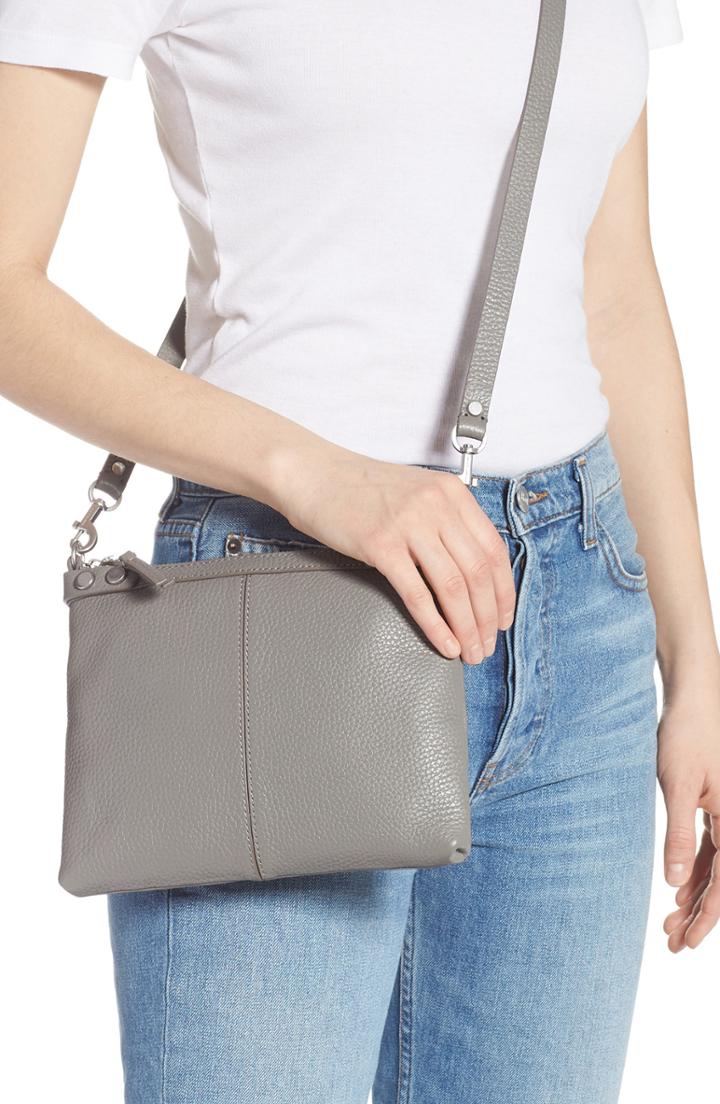 Treasure & Bond Sloane Pebbled Leather Crossbody Bag - Grey