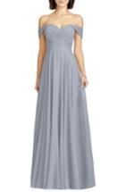 Women's Dessy Collection Lux Off The Shoulder Chiffon Gown - Grey